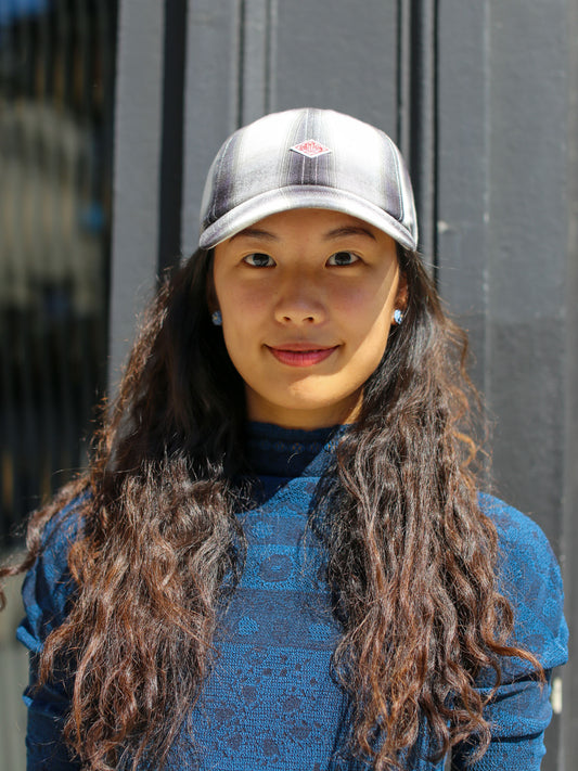 Danton 6 Panel Ombre Check Baseball Cap - Grey Ombre