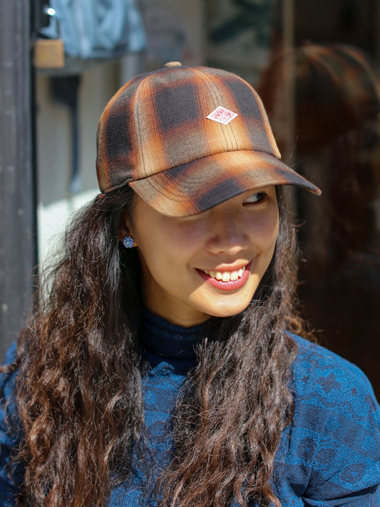 Danton 6 Panel Ombre Check Baseball Cap - Brown Ombre