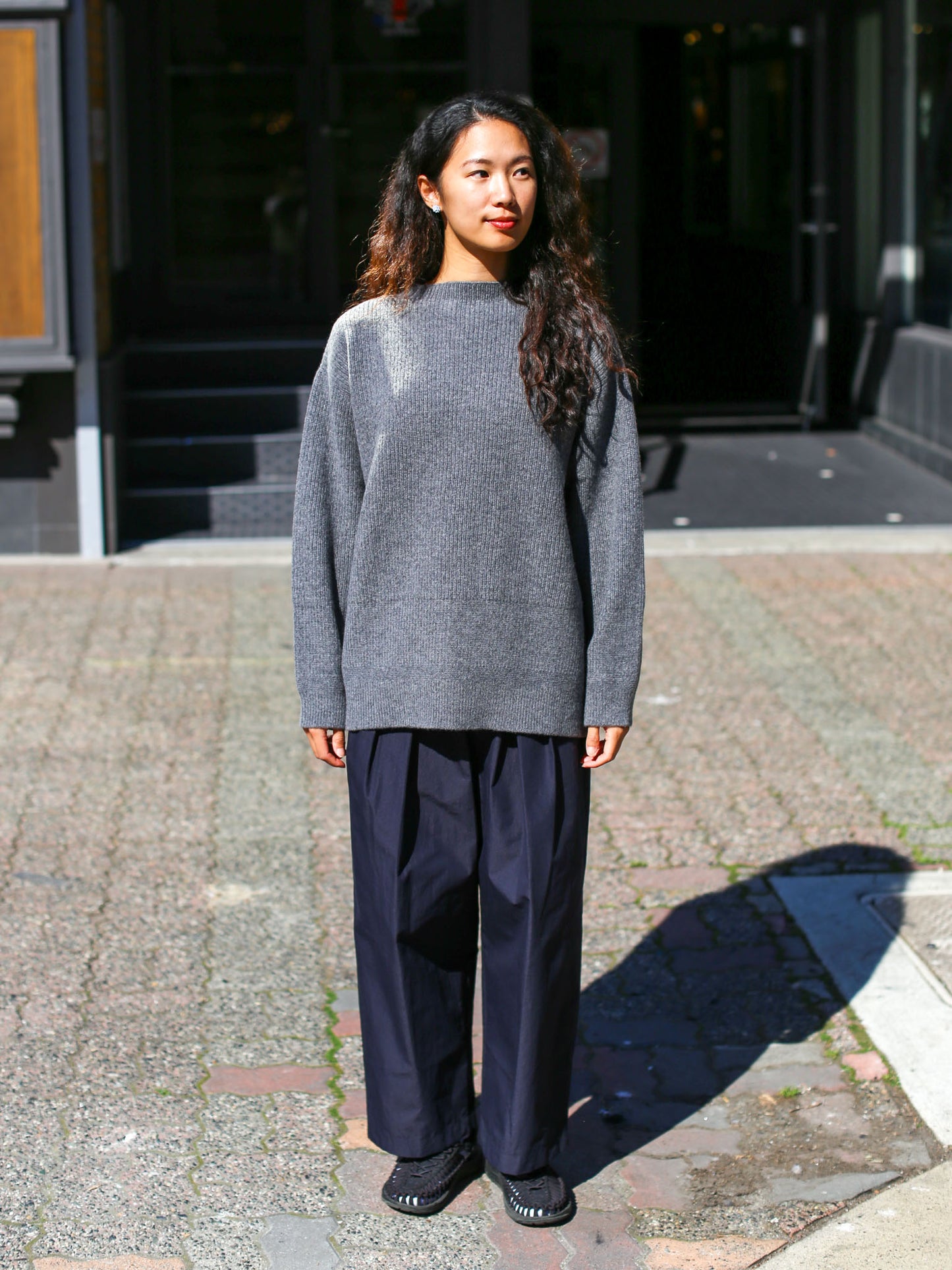 Nicholson & Nicholson Wavy Wool Knitted Sweater - Gray