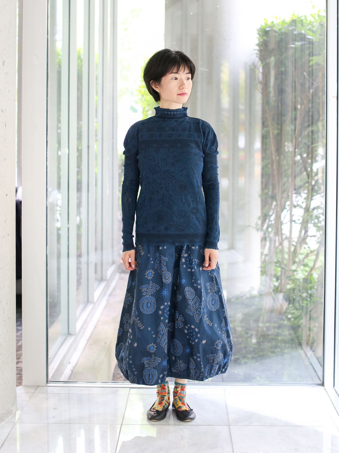 M. & Kyoko Reversible Woven Pullover - Dark Blue (1522)