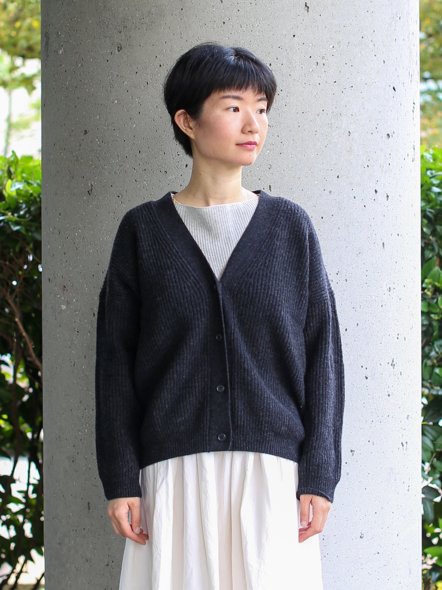evam eva Wool Cardigan - Charcoal