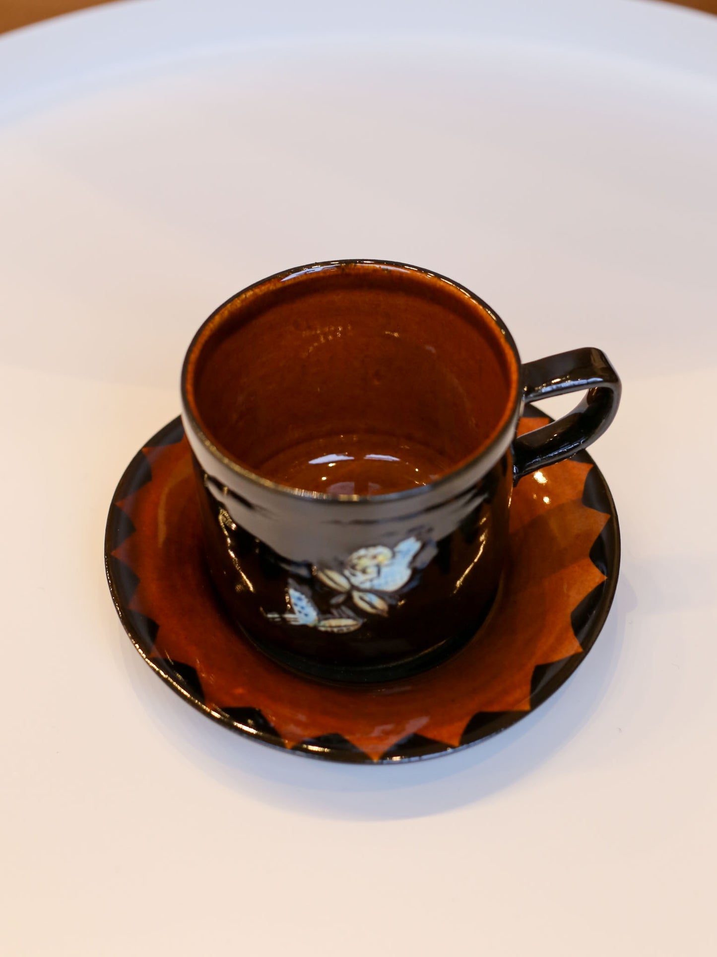 Misao Yajima Dark Brown Coffee Cup & Saucer - No. 7 (矢島操)