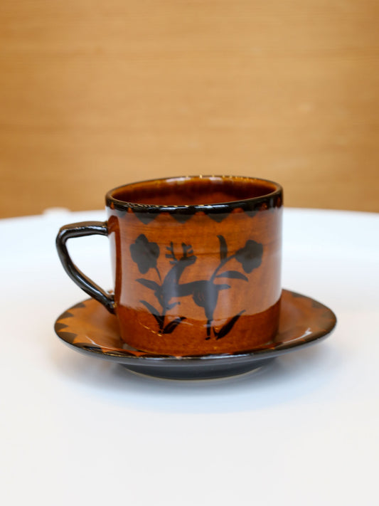 Misao Yajima Amber Coffee Cup & Saucer - No. 2 (矢島操)