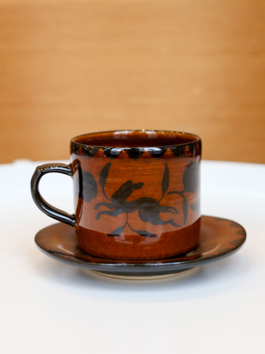 Misao Yajima Amber Coffee Cup & Saucer - No. 8 (矢島操)