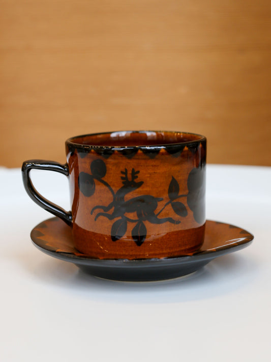 Misao Yajima Amber Coffee Cup & Saucer - No. 9 (矢島操)