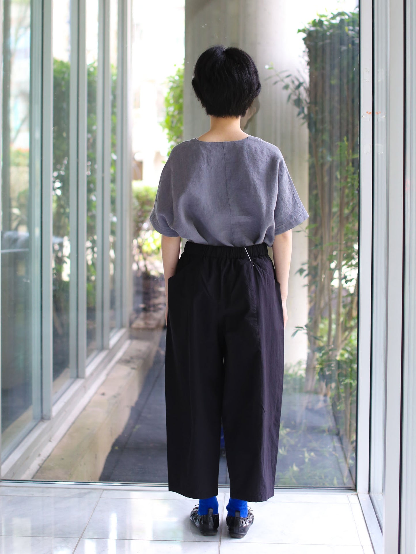 evam eva Cotton Cropped Pants - Black