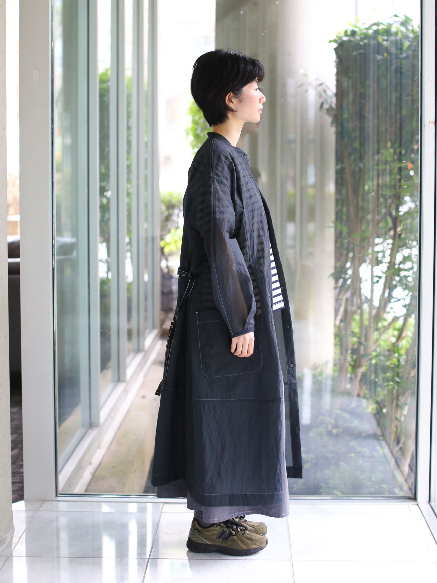 And Wander Sheer Ripstop Dress/Jacket - Charcoal