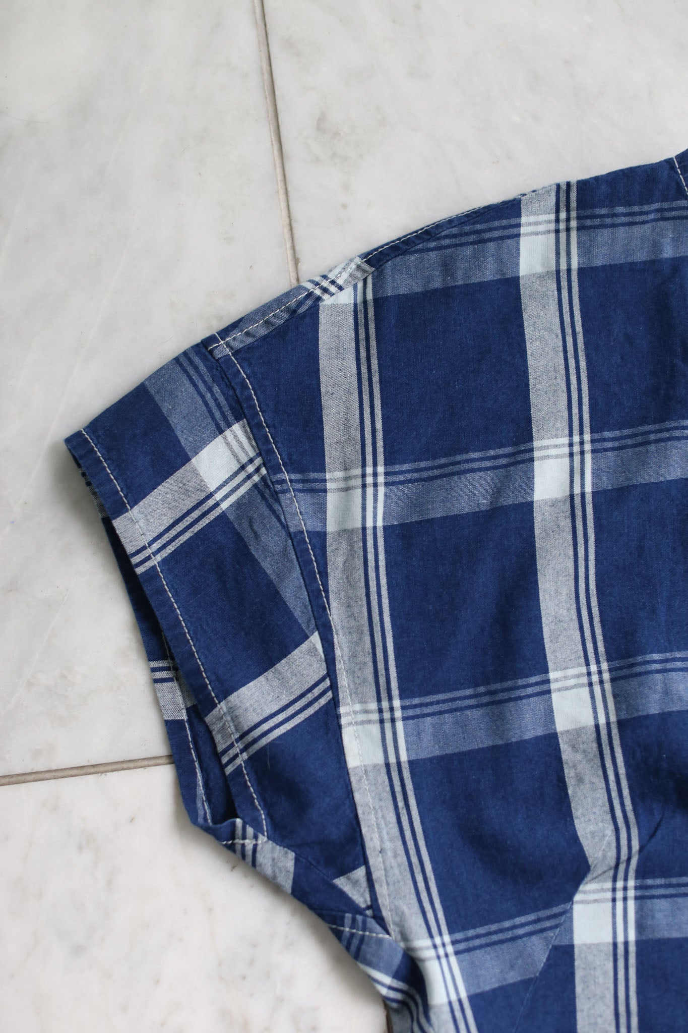 And Wander Indigo Checkered Pullover