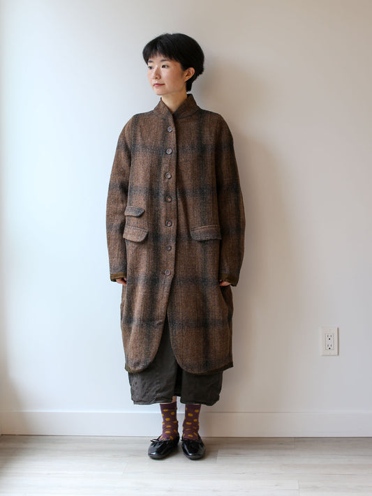 Hannoh Wessel Harris Tweed Wool Coat Marika - Brown