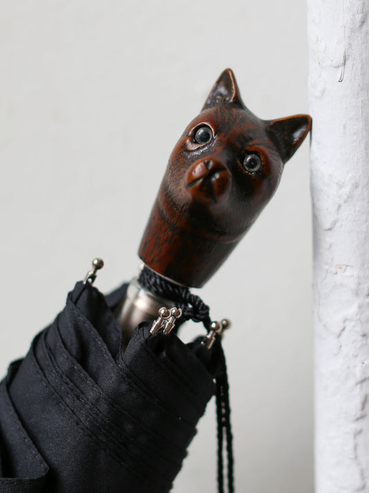 Guy De Jean Compact Umbrella - Black Cat