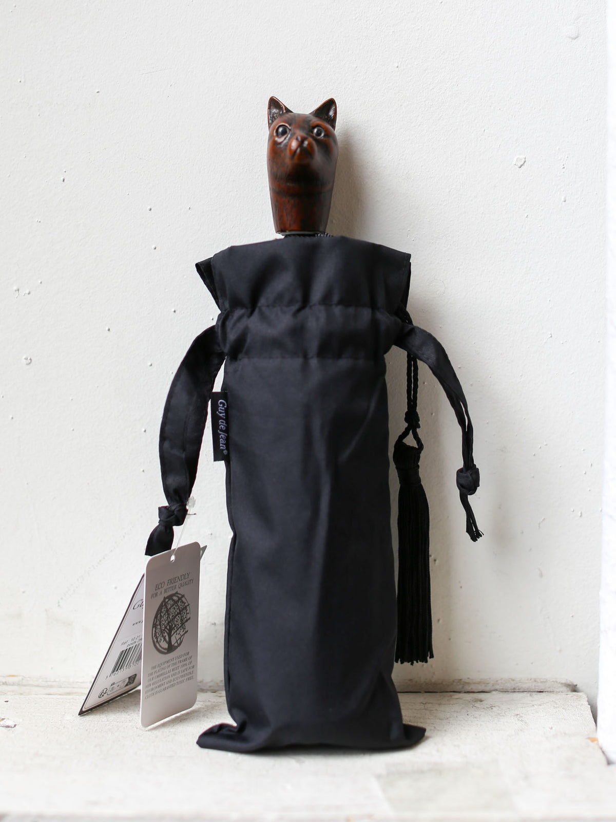Guy De Jean Compact Umbrella - Black Cat