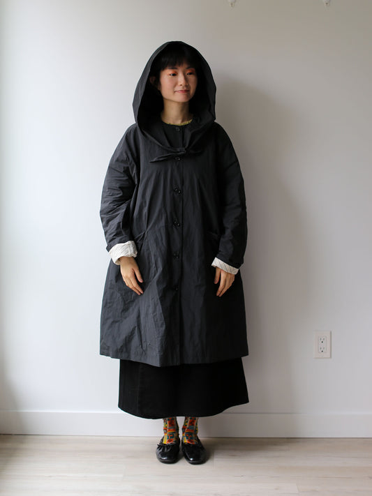 A Punto B Long Coat with Removable Hood - Black