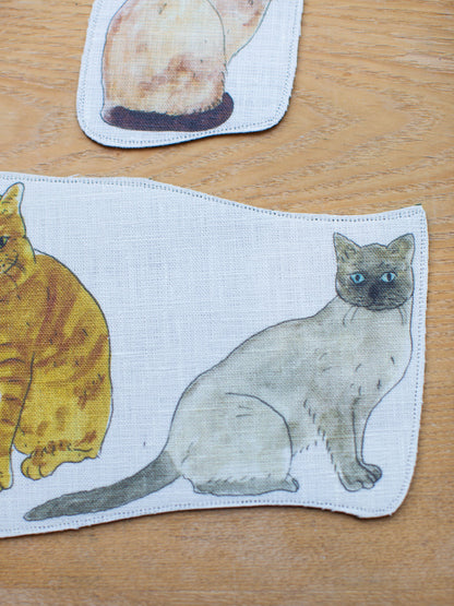 Fog Linen Work Set of 2 Cat Coasters - No. 1