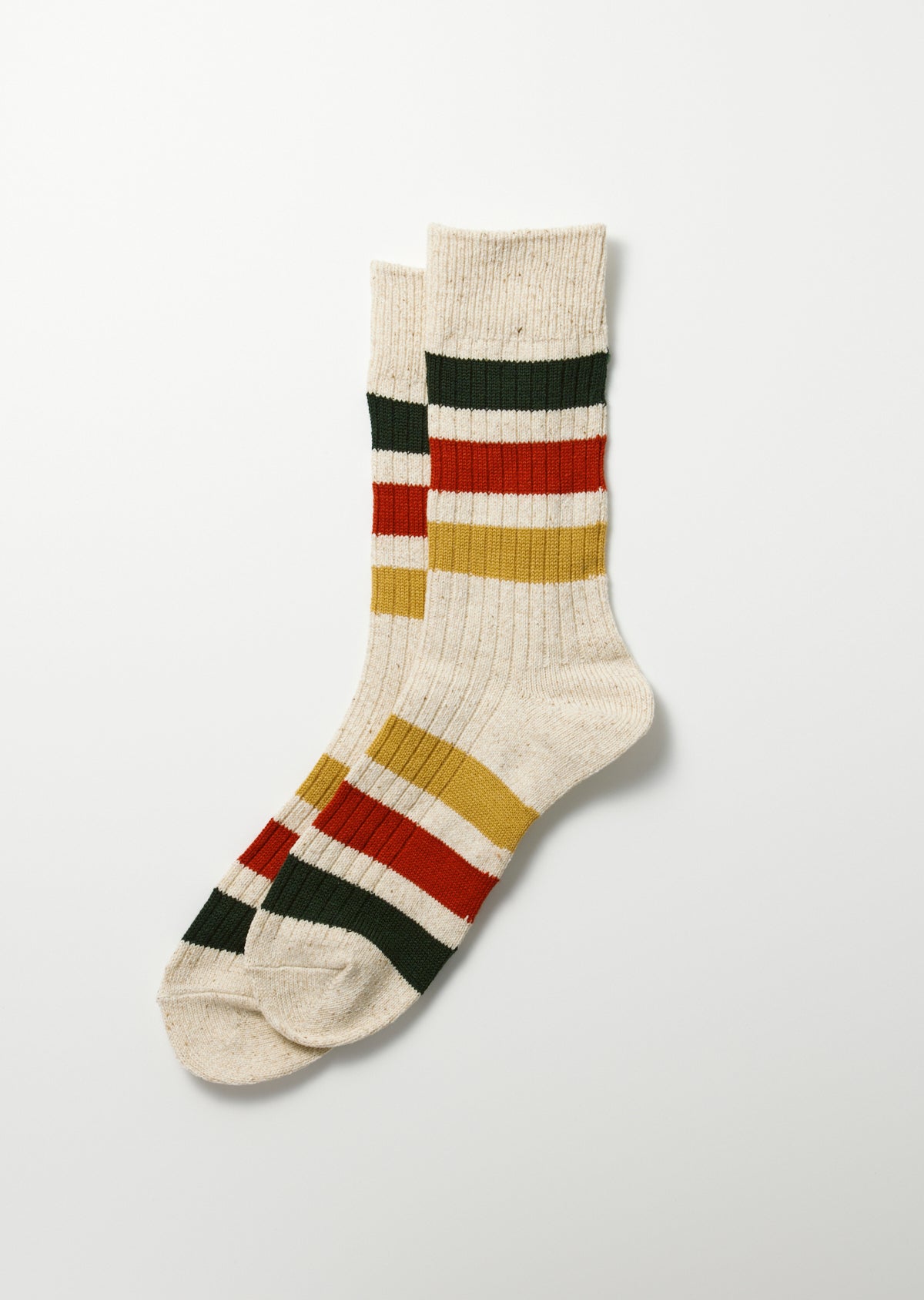 Rototo PARK STRIPE CREW SOCKS (Ivory)