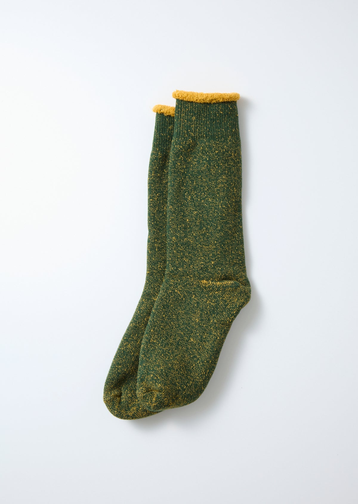 Rototo Reversible Pile Socks (Ivy Green/Dark Yellow)