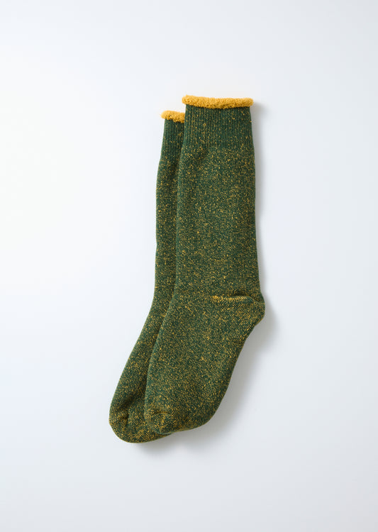 Rototo Reversible Pile Socks (Ivy Green/Dark Yellow)