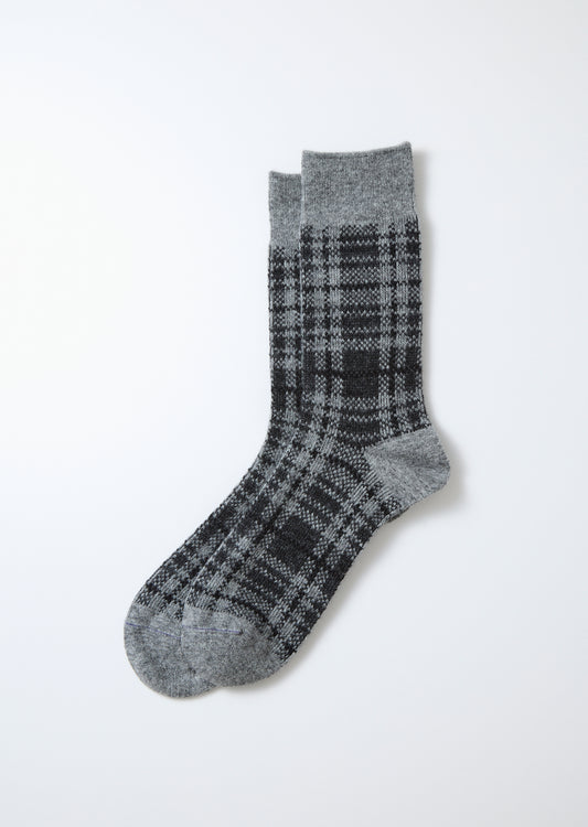 Rototo Check Pattern Socks - Gray/Charocal