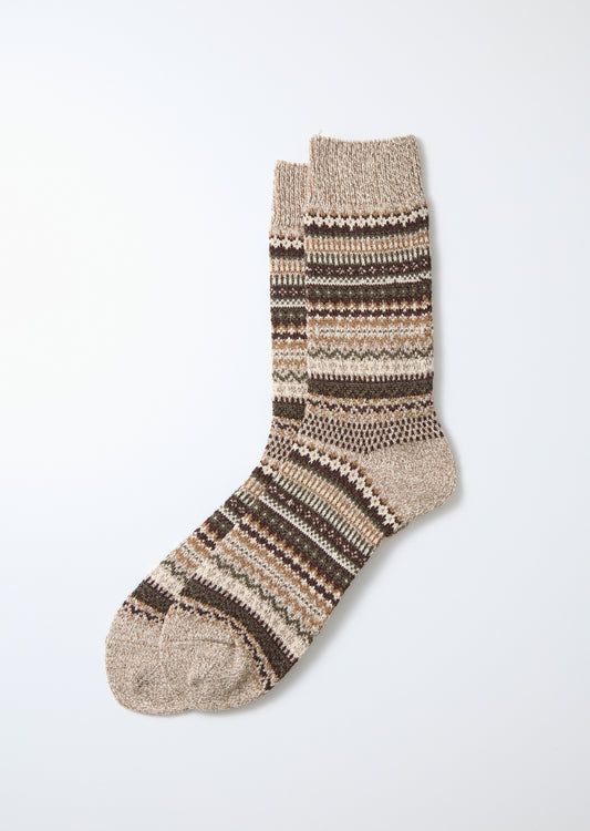 Rototo Nordic Pattern Socks - Brown