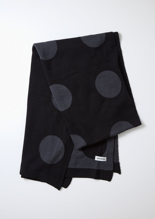 Rototo Porthole Dot Cotton Scarf - Black/Charcoal