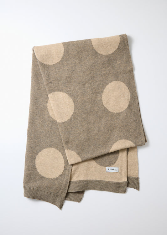 Rototo Porthole Dot Cotton Scarf - Grayge/Light Beige