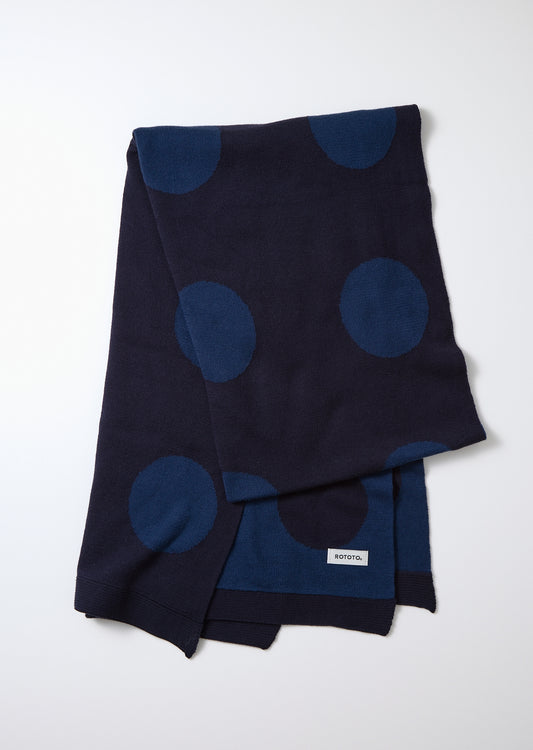 Rototo Porthole Dot Cotton Scarf - Navy/Indigo