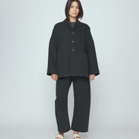 7115 by Szeki Tailored Curved Legged Trousers - Charcoal Black