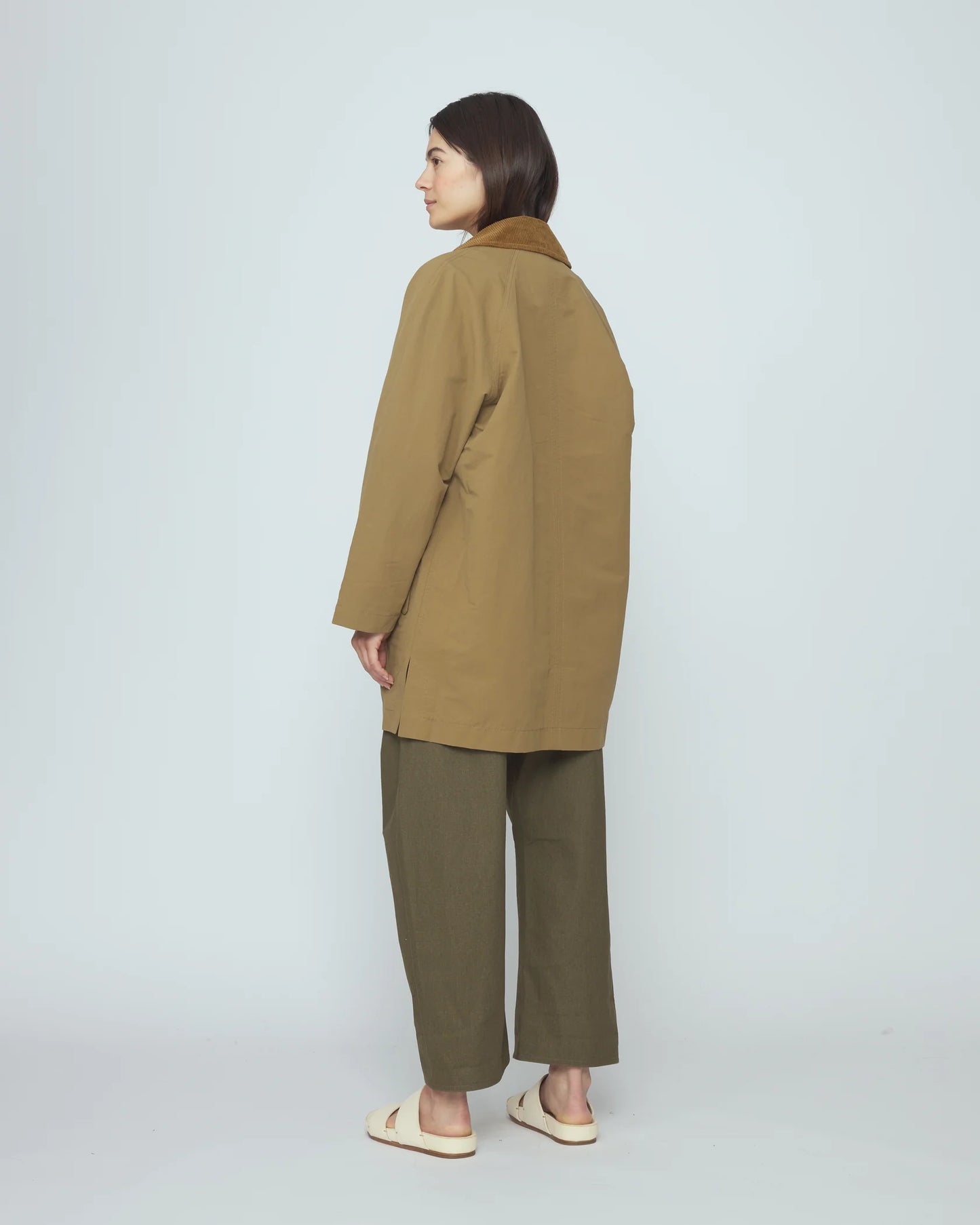 7115 by Szeki Unisex Mid-Length Duster - Tan Brown