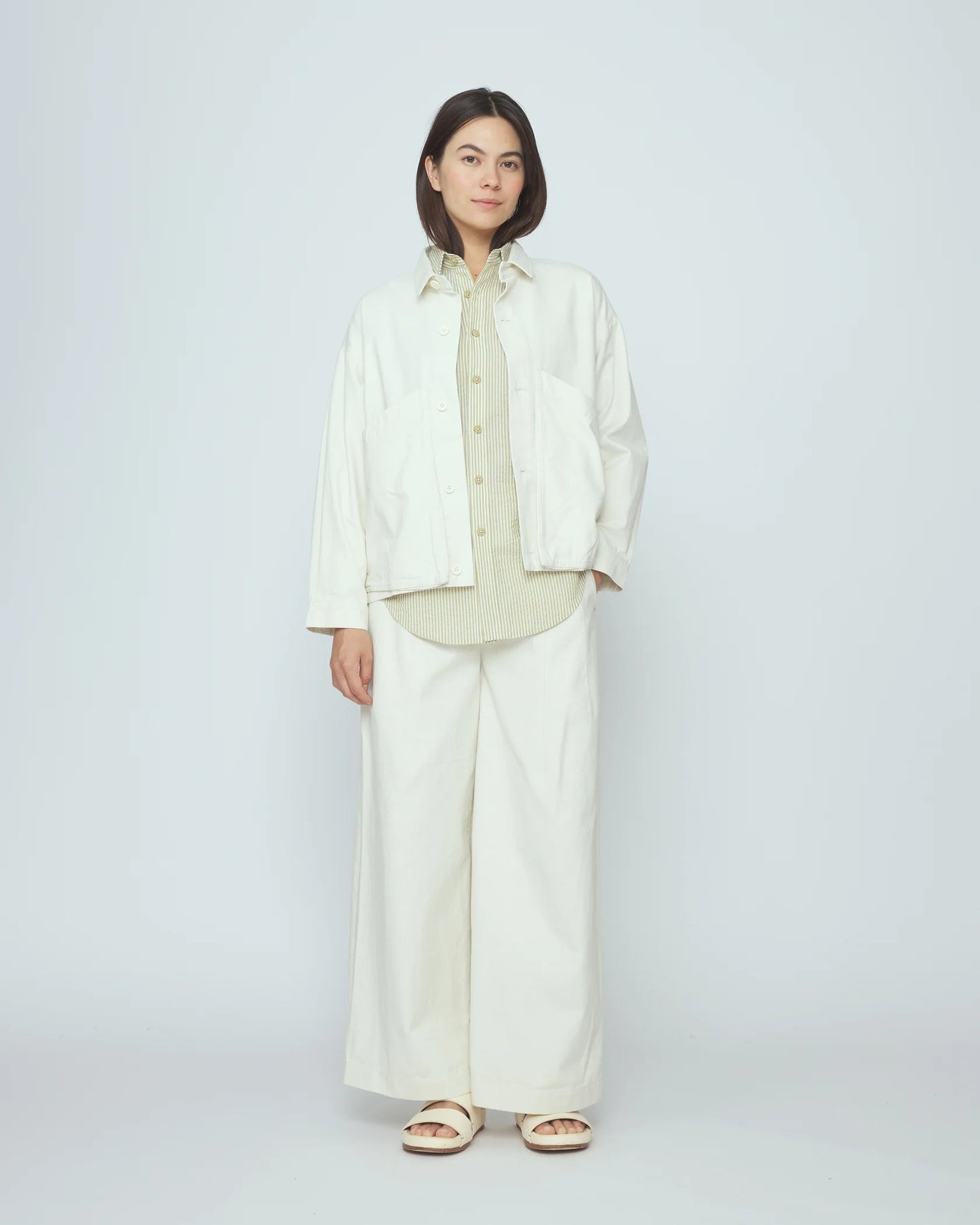 7115 by Szeki Signature Panel Pocket Jacket - Pearl White
