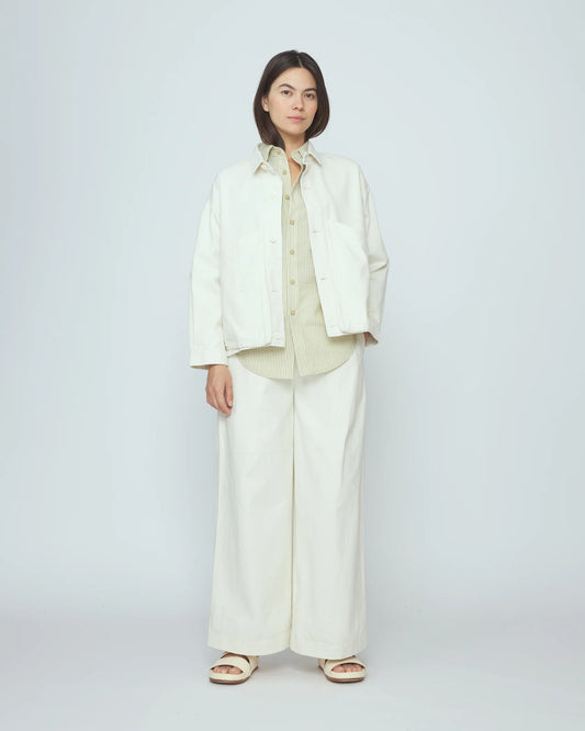 7115 by Szeki Signature Panel Pocket Jacket - Pearl White