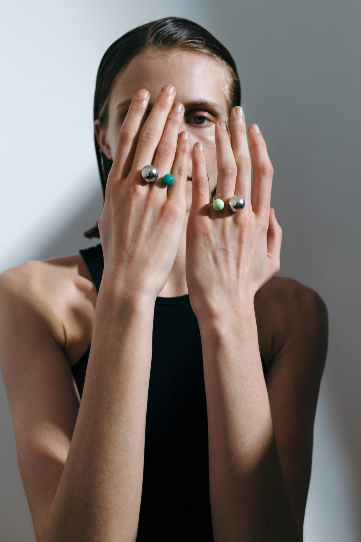 Saskia Diez Rebldiez Sling Ring - No. 2 （Turquoise/Lime)