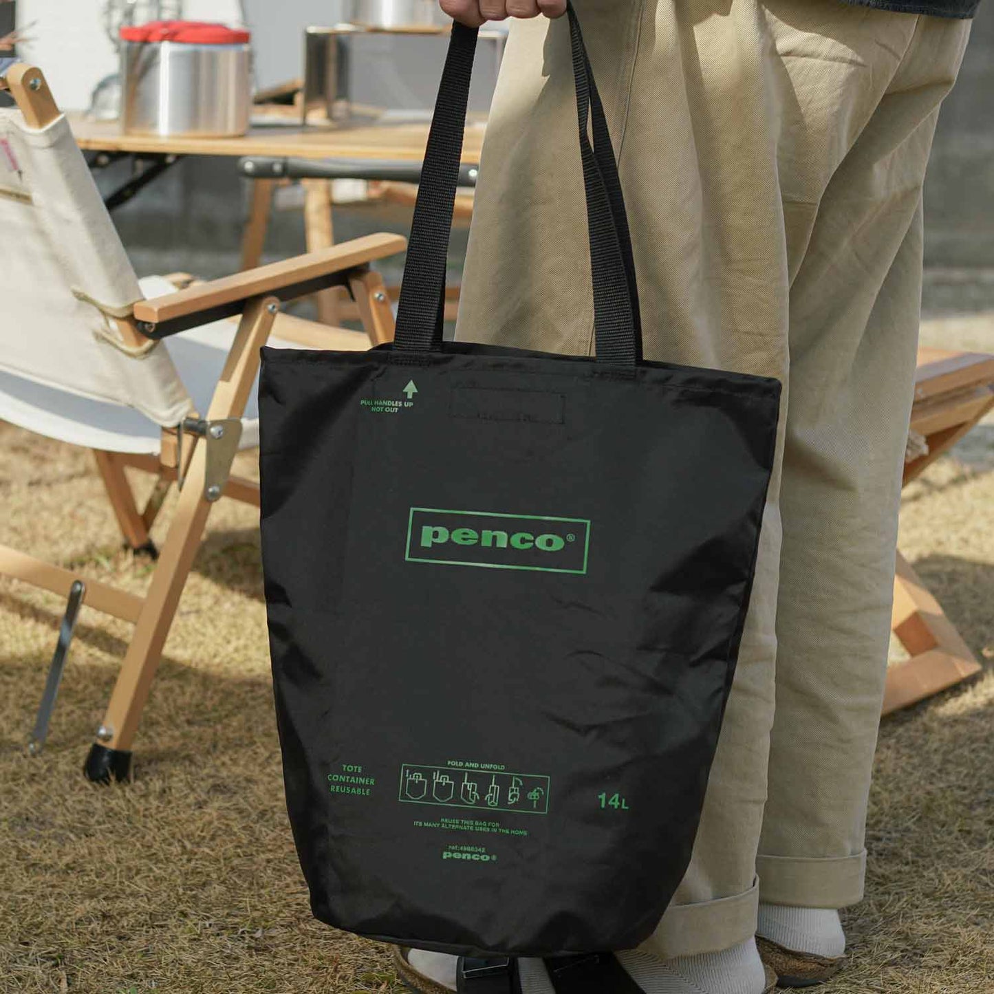 HIGHTIDE Penco Foldable Bucket Tote - Black