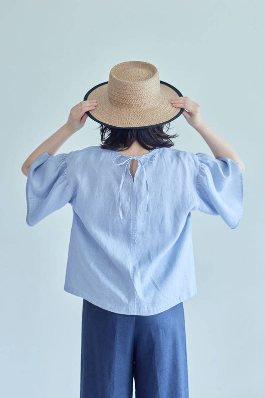 Fog Linen Work Connie Top Blue Pale