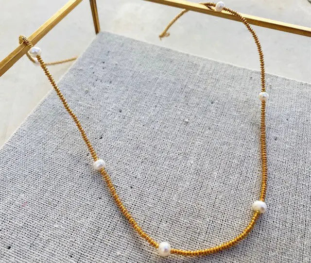 Shyla Cami Necklace Pearl and Gold