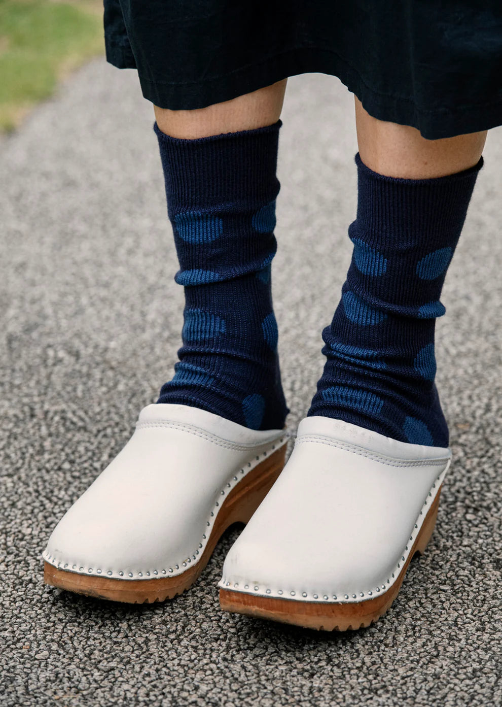 Rototo Porthole Dot Socks - Navy/Indigo