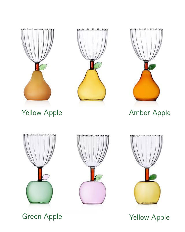 ICHENDORF Milano Fruits & Flower Stemmed Wine Glass - Yellow Apple