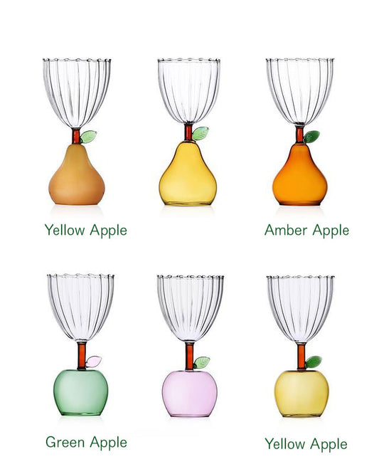 ICHENDORF Milano Fruits & Flower Stemmed Wine Glass - Yellow Apple