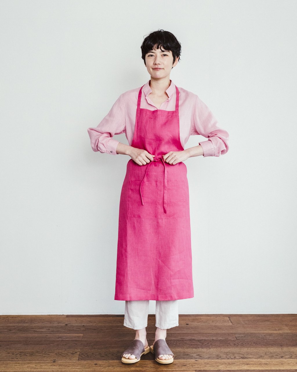 Fog Linen Work Full Apron - Rose Pink