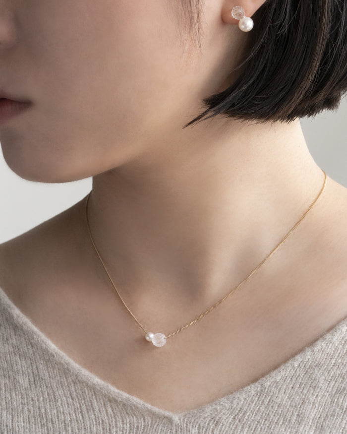 Hario Glass K10 Necklace - Snow Pearl