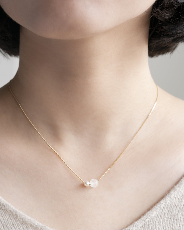 Hario Glass K10 Necklace - Snow Pearl