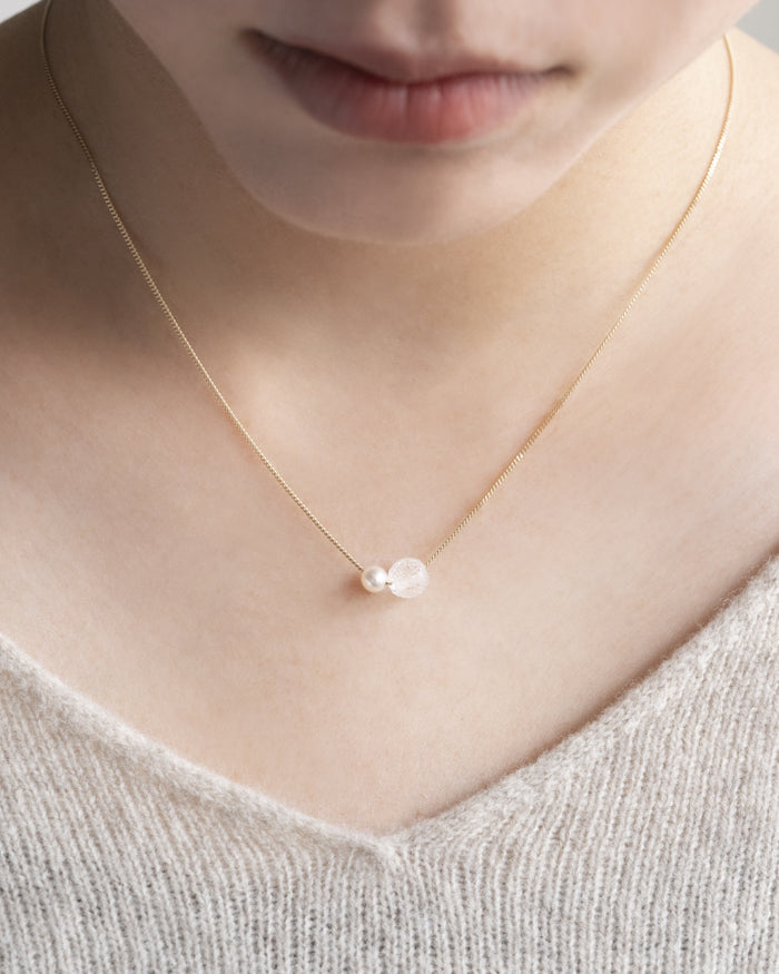 Hario Glass K10 Necklace - Snow Pearl