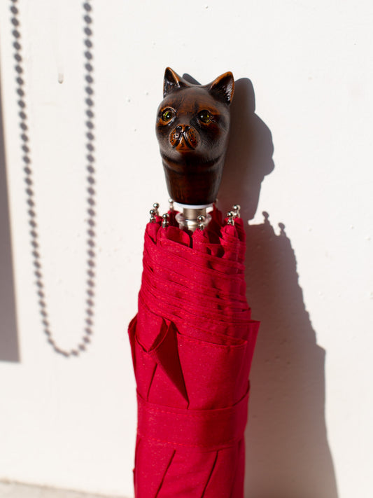 Guy De Jean Compact Umbrella (Cat/Red)