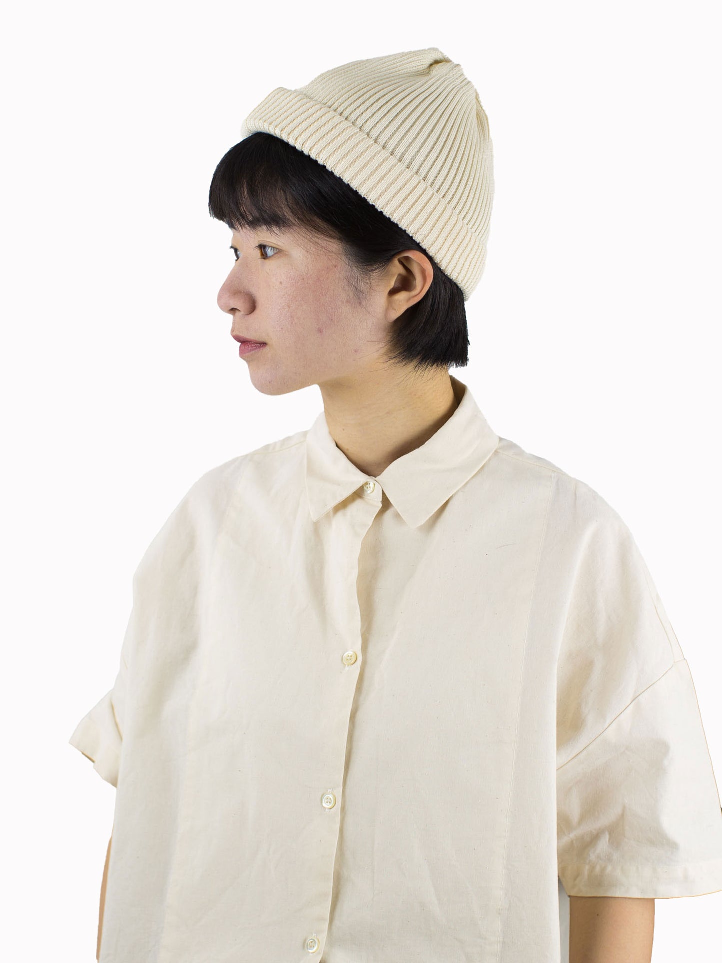 Rototo Cotton Rollup Beanie (Ivory)