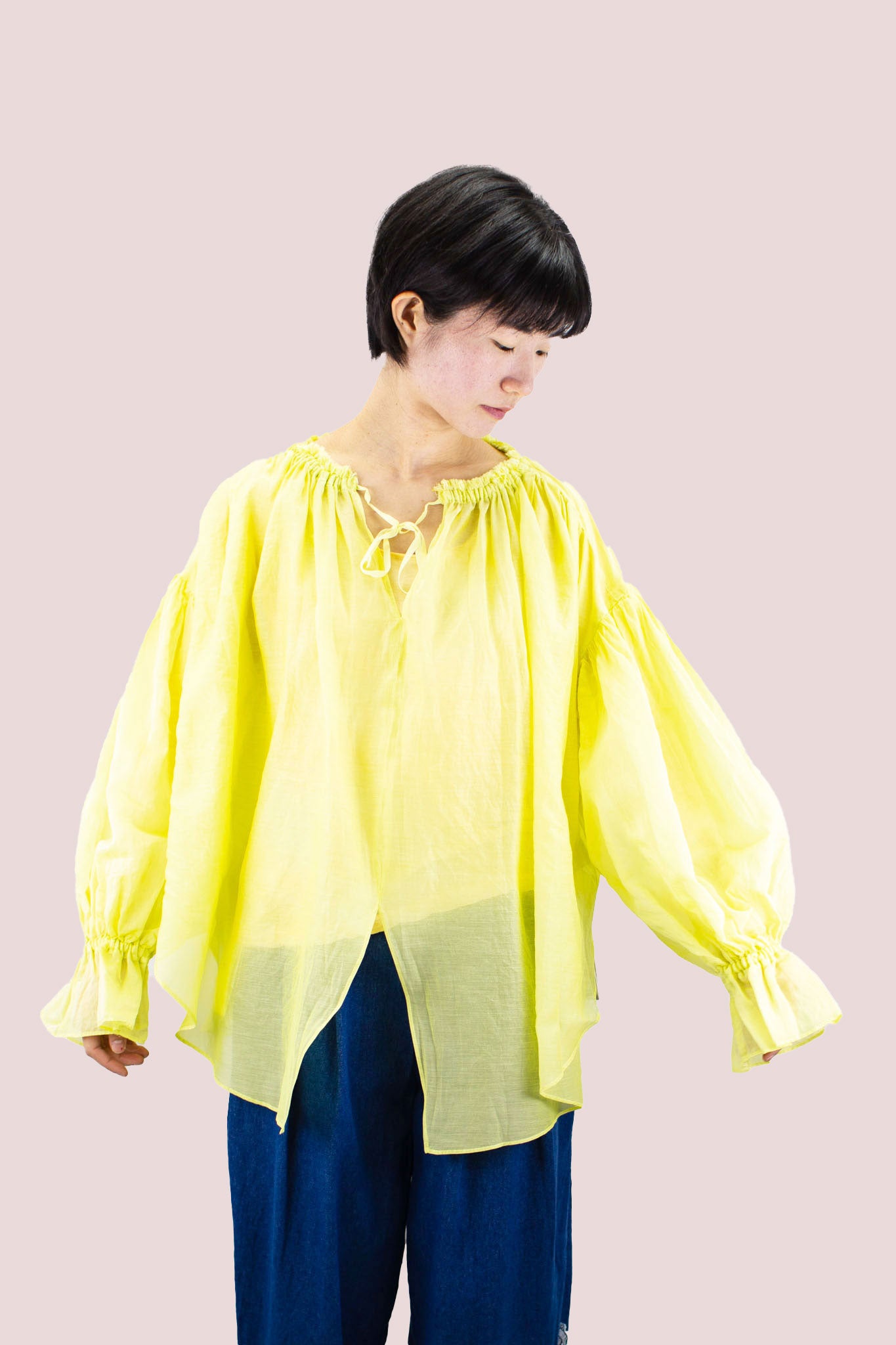 [50% off] ENRICA Gathered Blouse - Lime