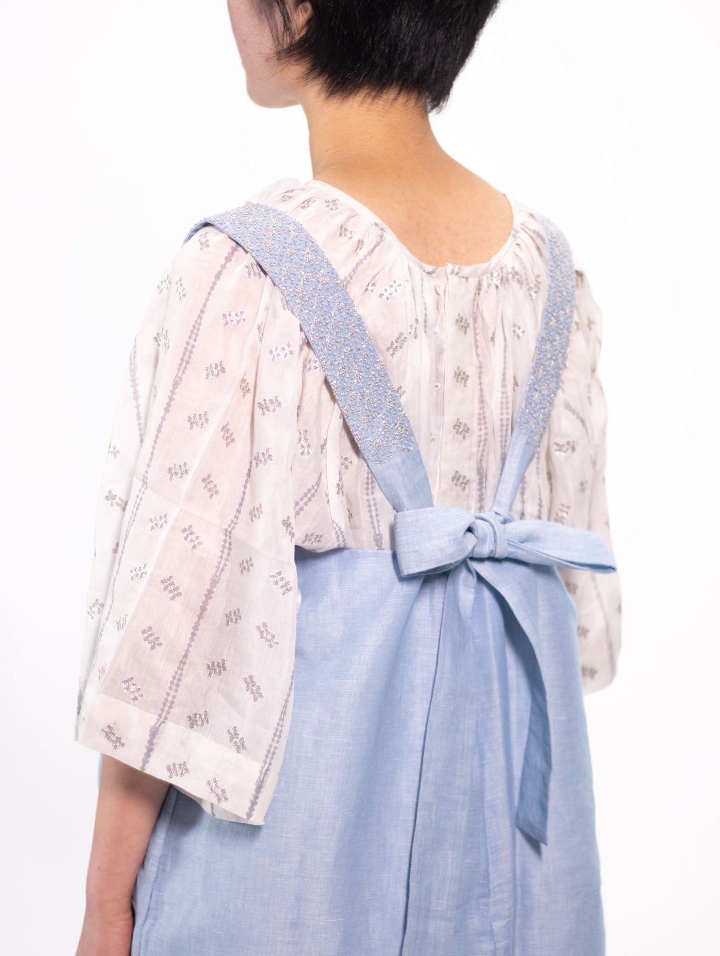 [50% off] Bunon Embroidery Overall - Icy Blue