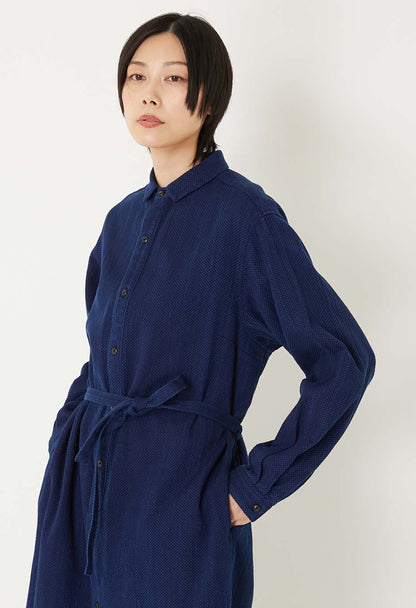 Blue Blue Japan Kasezome Sashiko Shirt Dress