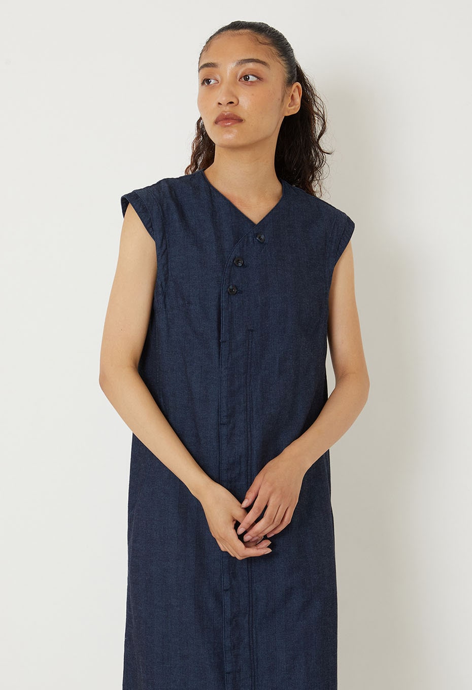 Blue Blue Japan Woven Indigo Mix Herringbone Khurta Dress