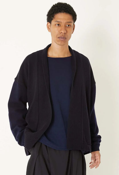 Blue Blue Japan Unisex Knitted Yak Cashmere Mixed Haori Cardigan - Dark Navy