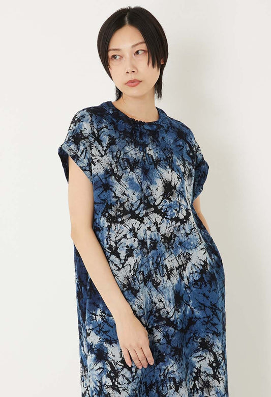 Blue Blue Japan Indigo Glass Jacquard Hand-dyed Dress