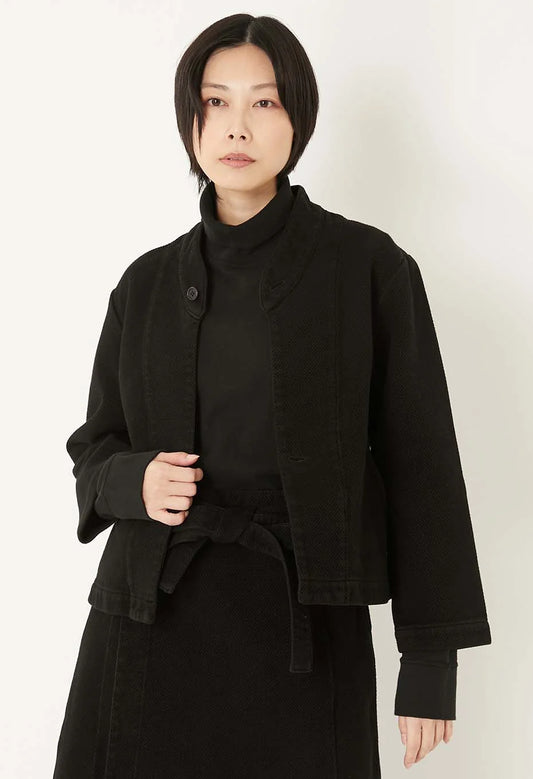 Blue Blue Japan Women's Nijuori Sashiko Haori Jacket - Black