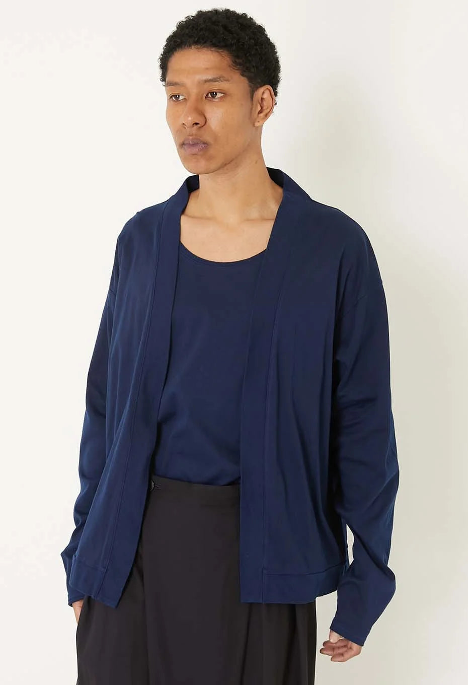 Blue Blue Japan Unisex Knitted Airy Smooth Indigo Haori Cardigan